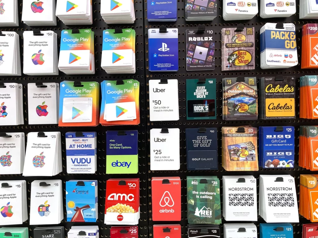 piles of gift cards