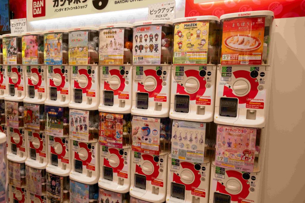 gashapon capsule machines in arcade store