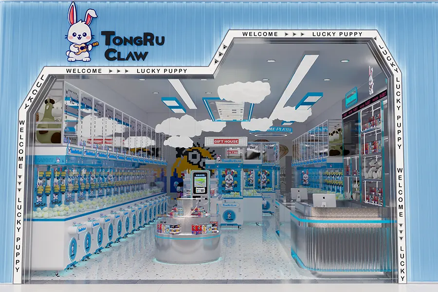 Blue claw machine store design