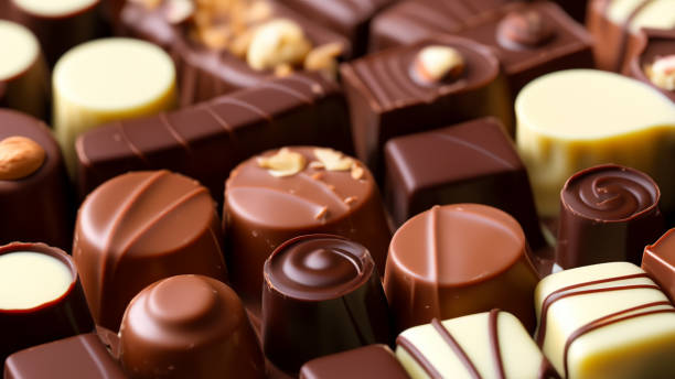 Assorted Gourmet Chocolates Close Up Stylish Image With Depth of Field