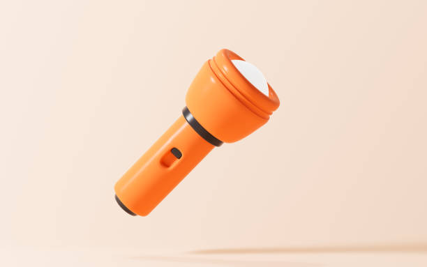 Cartoon orange flashlight model, 3d rendering. 3d illustration.