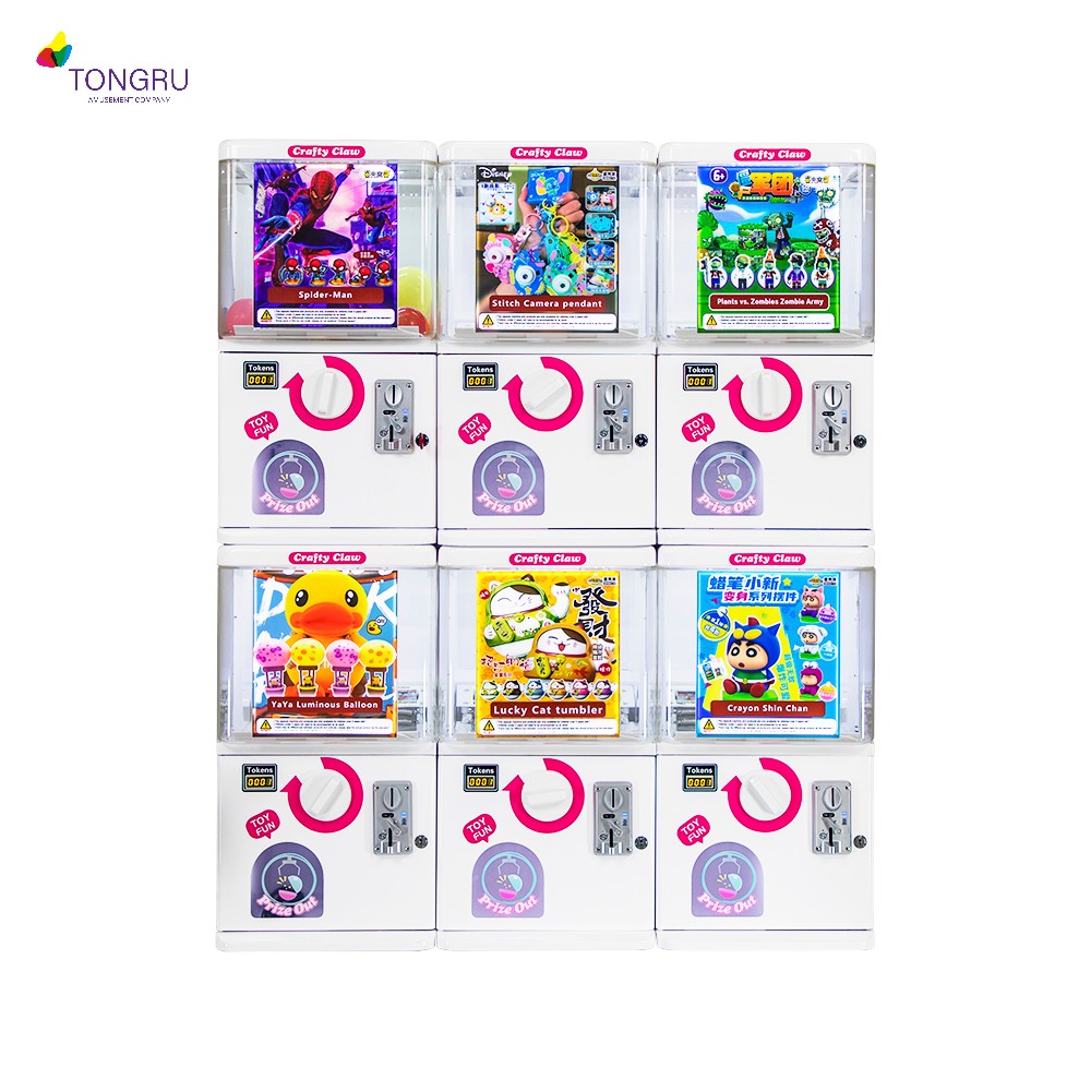 square gashapon capsule vending machine with display case & wheels 1