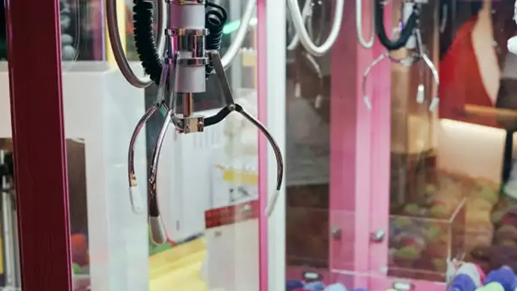 Claw machine arcade close up